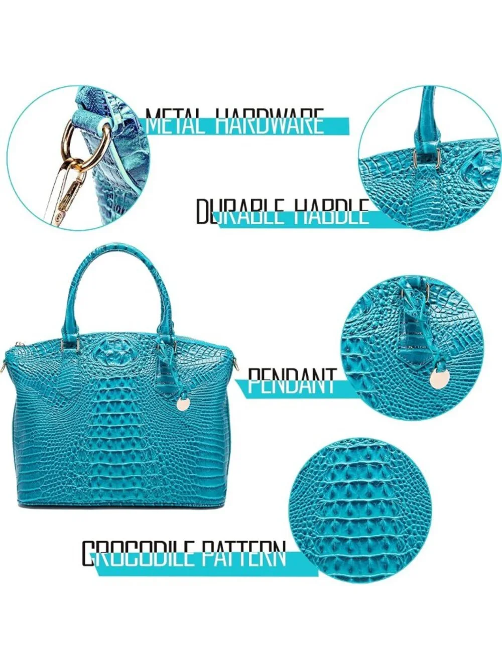 Crocodile-Pattern Vegan Leather Handbag for Women | Stylish Satchel Tote with